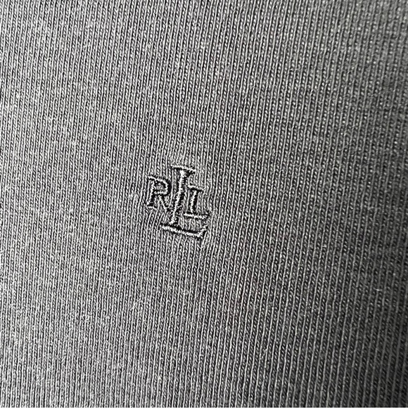 Ralph Lauren LRL Classic Black Shirt Top Minimalist Logo Sz XL Cotton Casual Rib - Picture 11 of 11